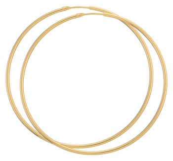Forgyldt 925 Sterlingsølv Øre creoler, Ø 62 mm x 1,5 mm